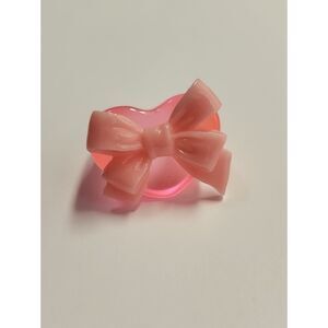 Sparklemuse Pink Heart Ring with Bow Accent Size 8